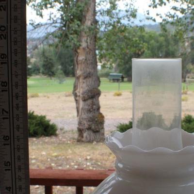 Lot #178: Vintage Tall Glass Shade Table Lamp Yellow Flower Theme #2
