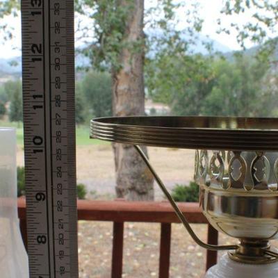 Lot #178: Vintage Tall Glass Shade Table Lamp Yellow Flower Theme #2