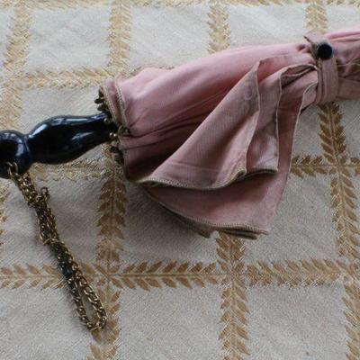 Lot #180: Antique Fabric Umbrella - Tested and Works 