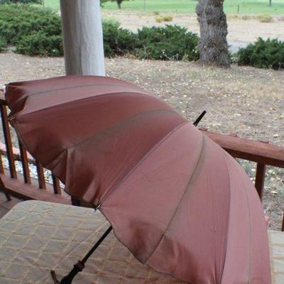 Lot #180: Antique Fabric Umbrella - Tested and Works 