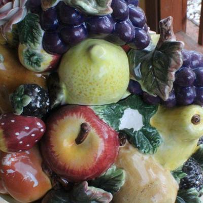 Lot #187: Vintage Large Ceramic Fruit Cornucopia Sculpture