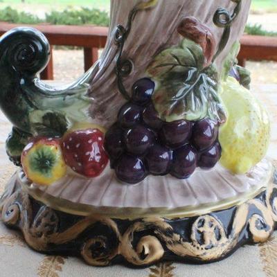 Lot #187: Vintage Large Ceramic Fruit Cornucopia Sculpture