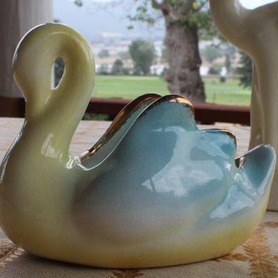 Lot #188: Pair of (2) Vintage Ceramic Animal Figures (Deer and Swan)