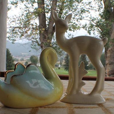 Lot #188: Pair of (2) Vintage Ceramic Animal Figures (Deer and Swan)