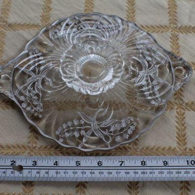 Lot #190: Antique/Vintage Sterling Silver Inlay (marked) Glass Serving Dish