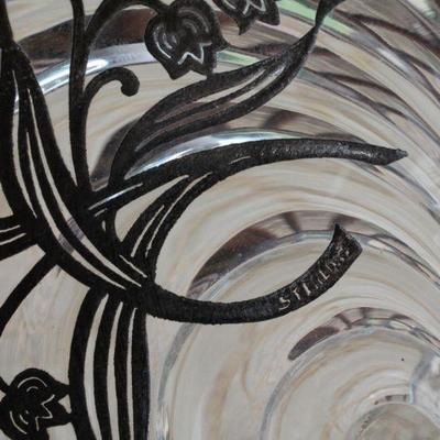 Lot #190: Antique/Vintage Sterling Silver Inlay (marked) Glass Serving Dish