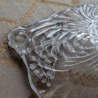 Lot #190: Antique/Vintage Sterling Silver Inlay (marked) Glass Serving Dish