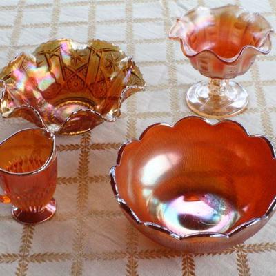 Lot #197: Group of (4) Assorted Vintage Carnival Art Glass Creations