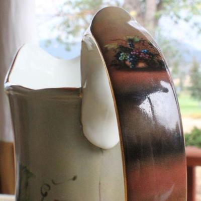 Lot #199: Vintage Large Ceramic Pitcher "Vineyard Blessings" by Lisa White Cookeville, TN