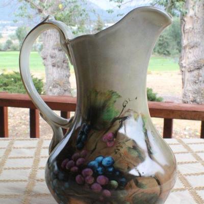 Lot #199: Vintage Large Ceramic Pitcher "Vineyard Blessings" by Lisa White Cookeville, TN