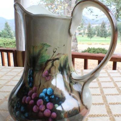 Lot #199: Vintage Large Ceramic Pitcher "Vineyard Blessings" by Lisa White Cookeville, TN