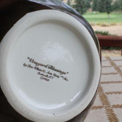 Lot #199: Vintage Large Ceramic Pitcher "Vineyard Blessings" by Lisa White Cookeville, TN