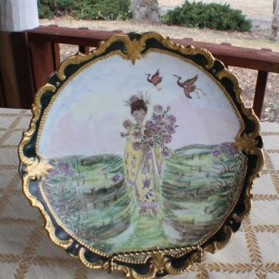 Lot #201: Antique/Vintage Hand Painted Decorative Plate SIGNED by Artist