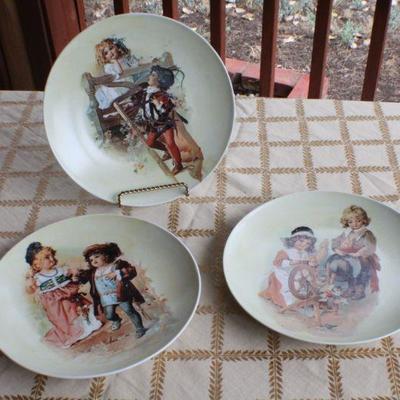 Lot #202: Vintage Set of (3) Fine China Children Playing Scenes Plate Series