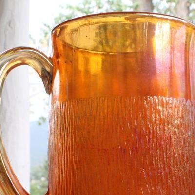 Lot #203: Vintage Tall Carnival Art Glass Beverage Pitcher