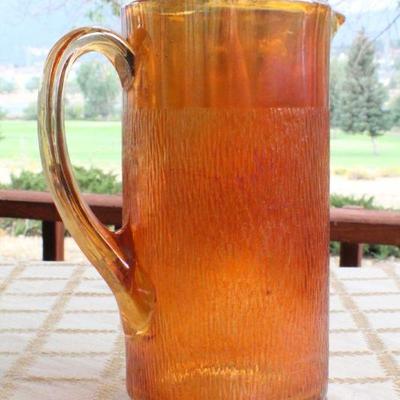 Lot #203: Vintage Tall Carnival Art Glass Beverage Pitcher