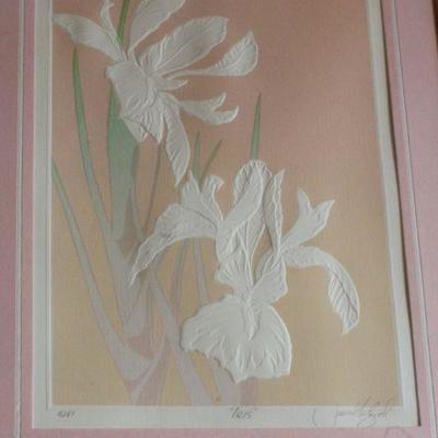 Lot #205: Vintage "IRIS" Original Signed Fine Art Framed 16.5" x 20.5" 