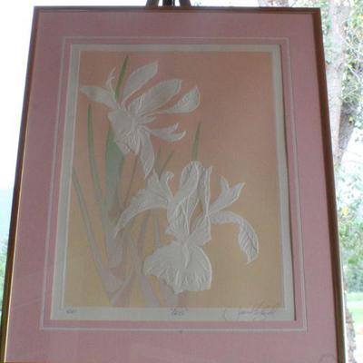 Lot #205: Vintage "IRIS" Original Signed Fine Art Framed 16.5" x 20.5" 