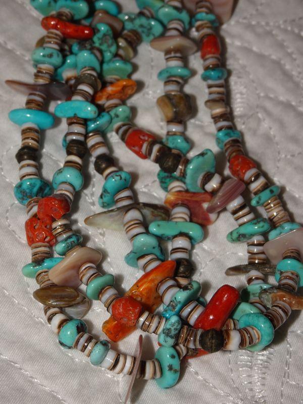 Native American Breathtaking Vintage Santo Domingo Turquoise Coral Shell Necklace Native American Breathtaking Vintage Santo Domingo Turquoise Coral Shell Necklace