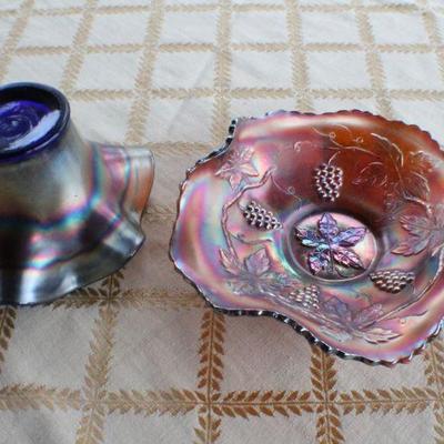 Lot #209: Pair of (2) Vintage Carnival Art Glass Creations