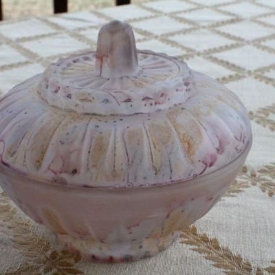 Lot #210: Vintage Hand Painted KIMRONâ„¢ Israel Candy Dish w/ Lid
