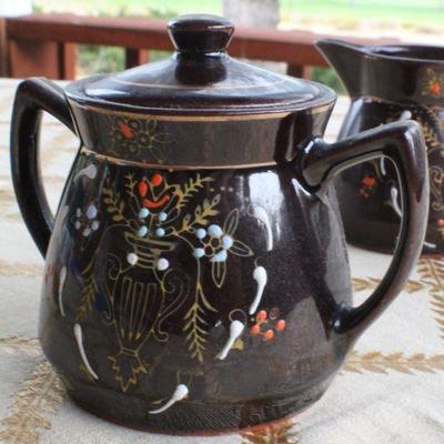 Lot #212: Assorted Vintage Small Pitchers and Vessel ( Hand Decorated/Painted )