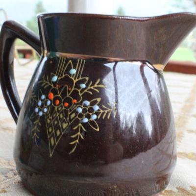 Lot #212: Assorted Vintage Small Pitchers and Vessel ( Hand Decorated/Painted )