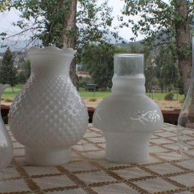 Lot #213: Assortment of (4) Vintage Glass Oil Lamp Shades