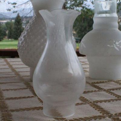 Lot #213: Assortment of (4) Vintage Glass Oil Lamp Shades