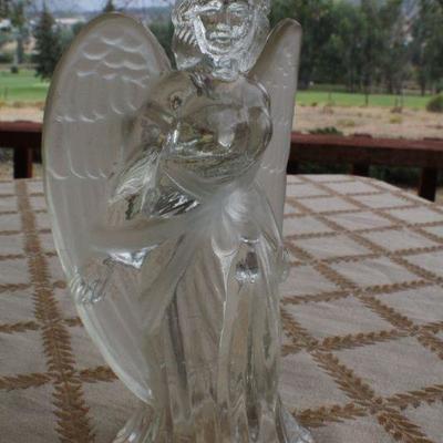 Lot #214: Pair of (2) Vintage Glass Angel Figure Candle Holders