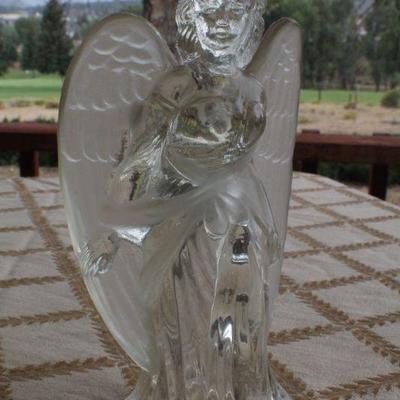 Lot #214: Pair of (2) Vintage Glass Angel Figure Candle Holders