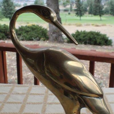 Lot #226: Vintage Mid Century Modern Brass Tall Pelican Animal Sculpture 