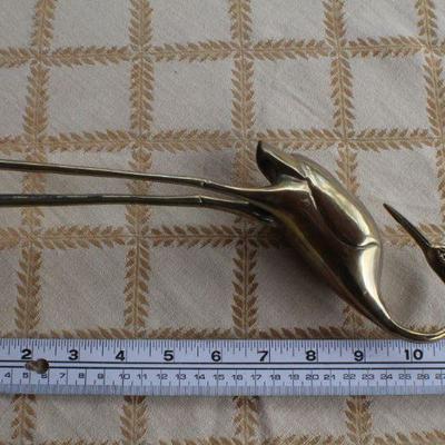 Lot #226: Vintage Mid Century Modern Brass Tall Pelican Animal Sculpture 