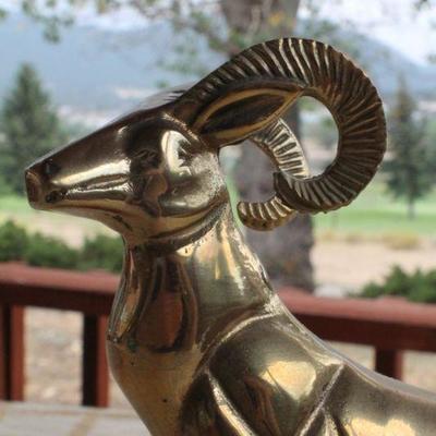 Lot #227: Vintage Mid Century Modern Cast Bronze Ram Sculpture