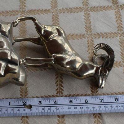 Lot #227: Vintage Mid Century Modern Cast Bronze Ram Sculpture