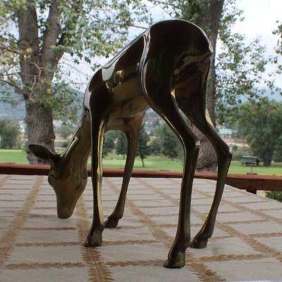 Lot #228: Vintage Mid Century Modern Brass Deer Sculpture