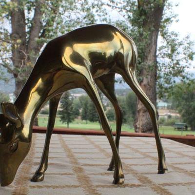 Lot #228: Vintage Mid Century Modern Brass Deer Sculpture