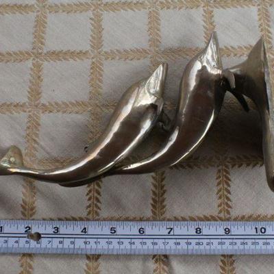 Lot #229: Vintage Mid Century Modern Cast Brass Dolphin Sculpture