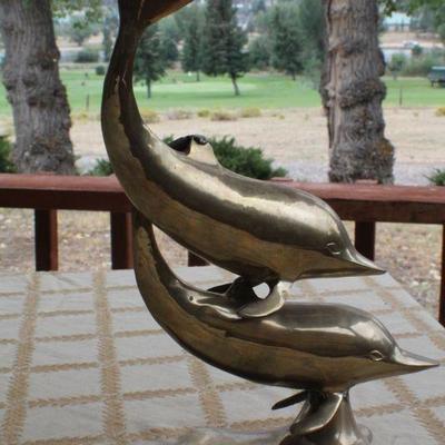 Lot #229: Vintage Mid Century Modern Cast Brass Dolphin Sculpture