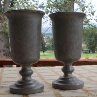 Lot #232: Pair of Vintage Pewter Goblets