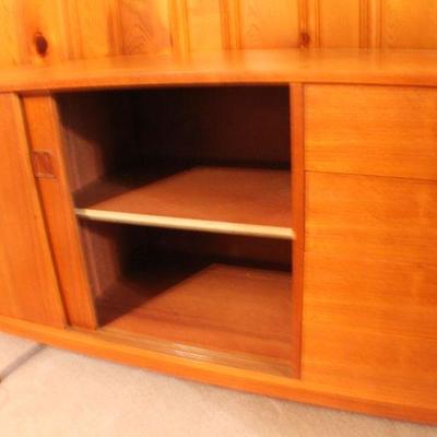 Lot #233: Vintage Mid Century Modern MADE IN DENMARK Sliding Door 4 Drawer Buffet 59" x 16" x 30.5" 