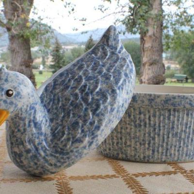 Lot #237: Vintage Mid Century Modern Ceramic Duck Theme Covered Dish by POTTERY CRAFTâ„¢