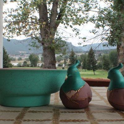 Lot #238: Vintage Group of (2) Birds and One Dish by MADDUX of CALIFORNIA