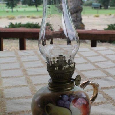 Lot #240: Group of Small Vintage Oil Glass Shade Decorative Lamps #2