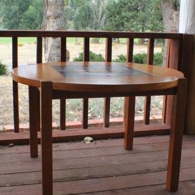 Lot #241: Vintage Mid Century Modern Tile Top Accent Round Side Table 31.5" Round x 20" Tall