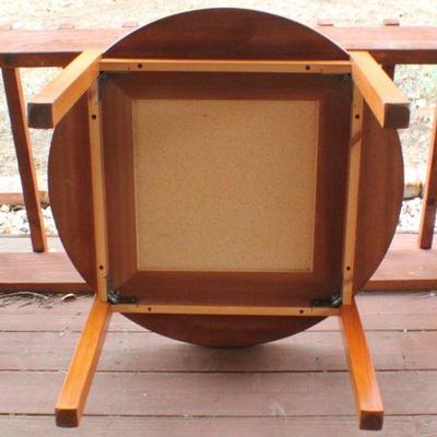Lot #241: Vintage Mid Century Modern Tile Top Accent Round Side Table 31.5" Round x 20" Tall