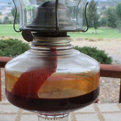Lot #246: Vintage Oil Lamp w/ Thick Glass Shade 16" Tall