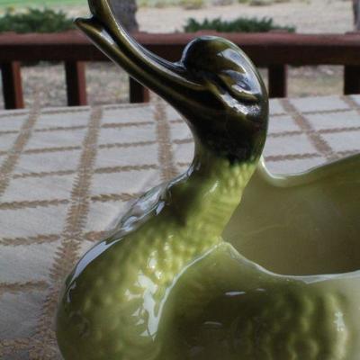 Lot #251: Vintage HULLâ„¢ Pottery Green Duck Dish  