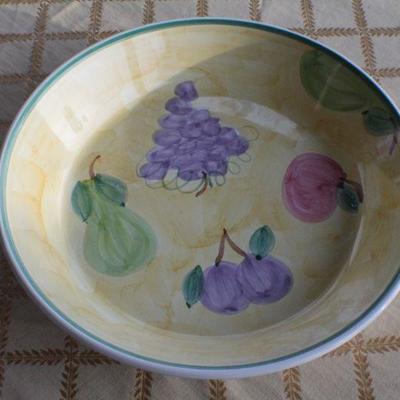 Lot #252: Large Vintage CALECAâ„¢ MADE IN ITALY Hand Painted Serving Plate Fruit Theme
