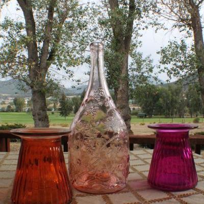 Lot #255: Group of (3) Vintage Colored Glass Creations 